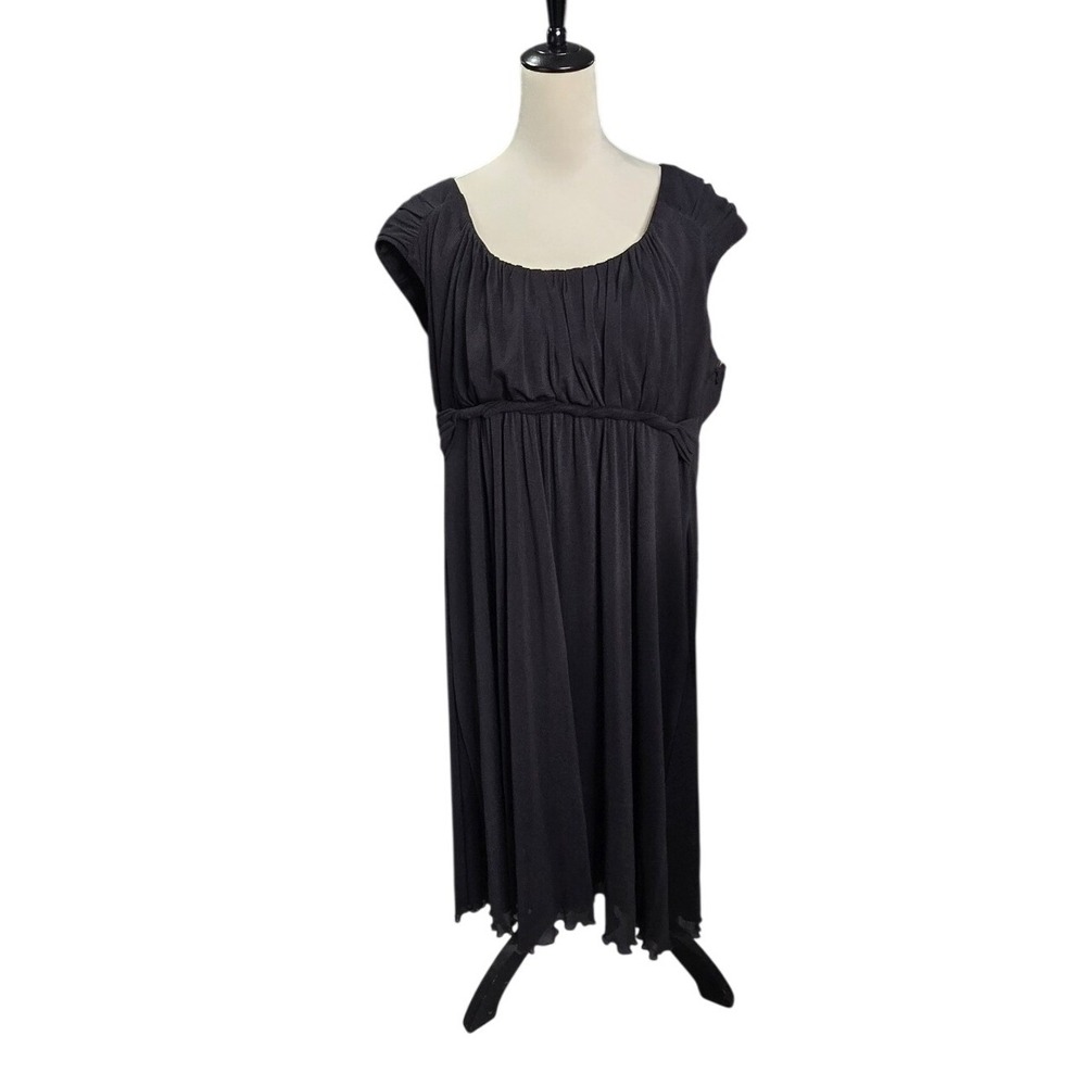 Sangria Woman Midi Dress Womens 22W Black Empire Waist Cap Sleeve Mesh Trim